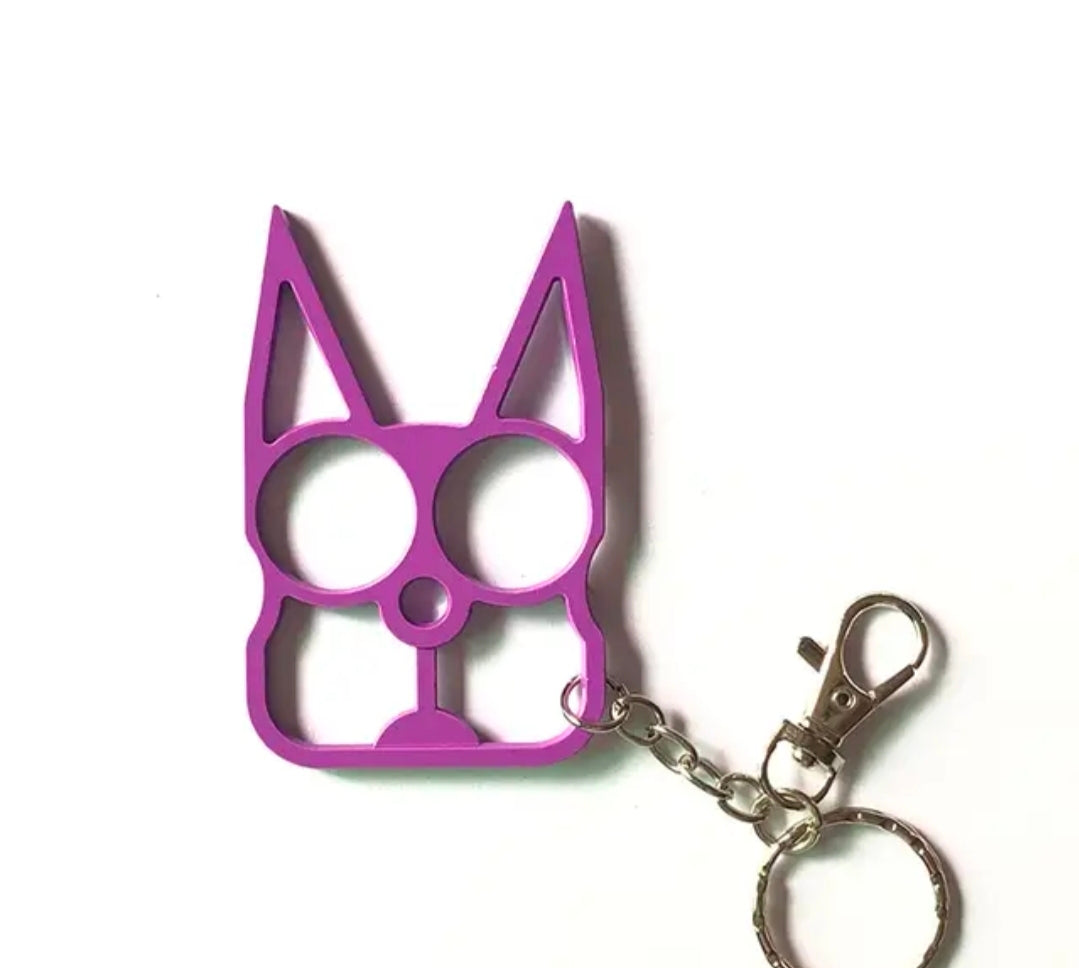 Safety Cat Keychains (Available in Blue, Black, Gold, Pink, Purple, LEOPARD Print, with or without Rhinestones