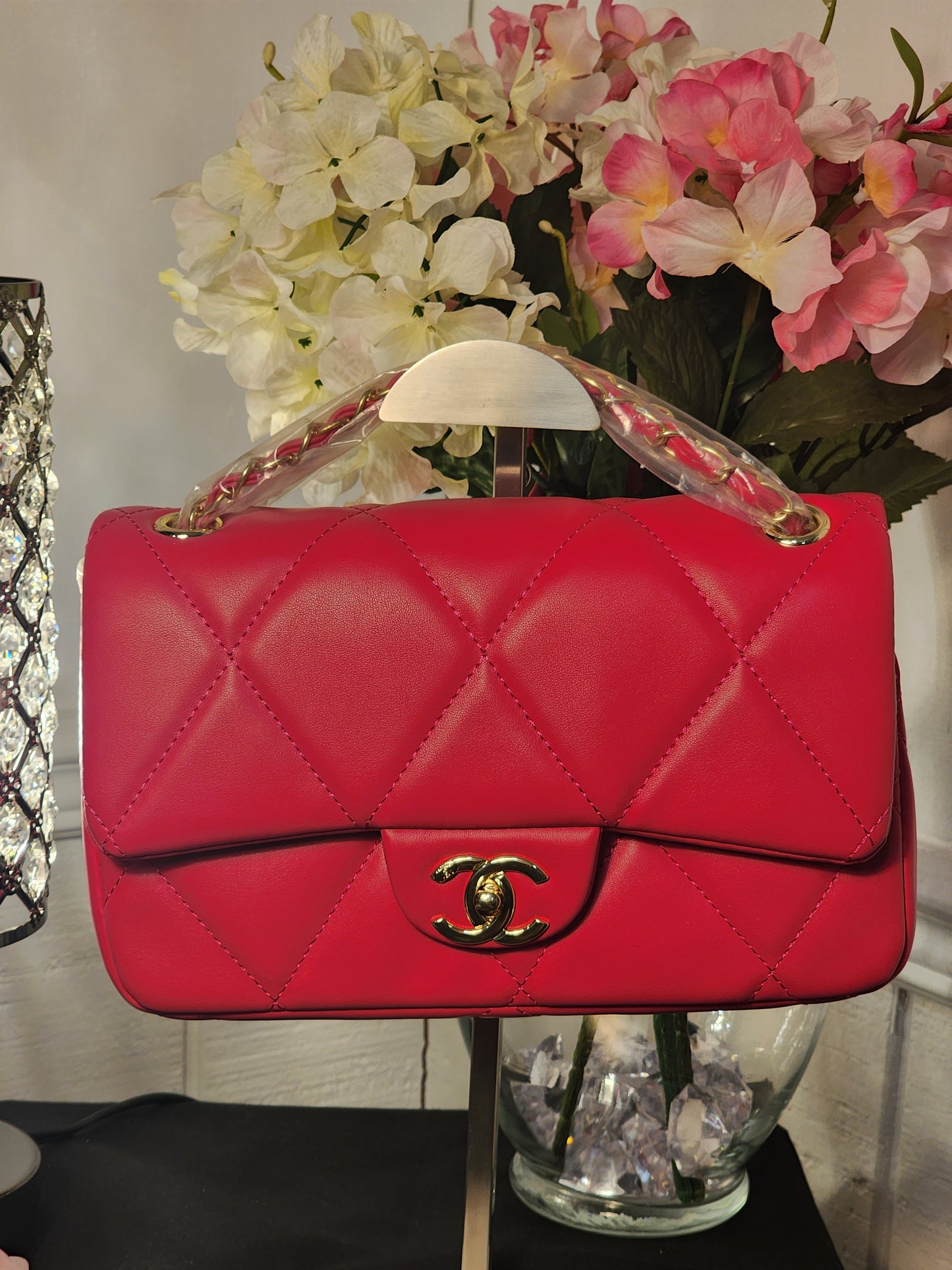 Classy Big Blue Handbag with Wallet Set or a Soft Lambskin Large Quilted Handbags