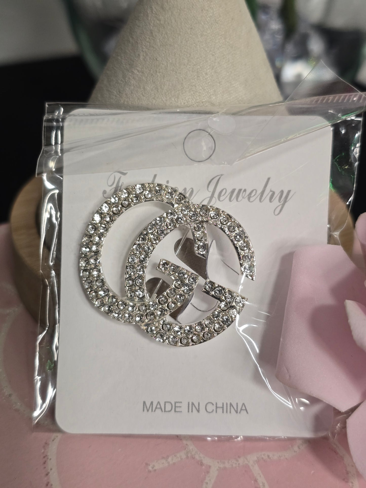 Gold or Silver Rhinestone Brooches (Handmade)