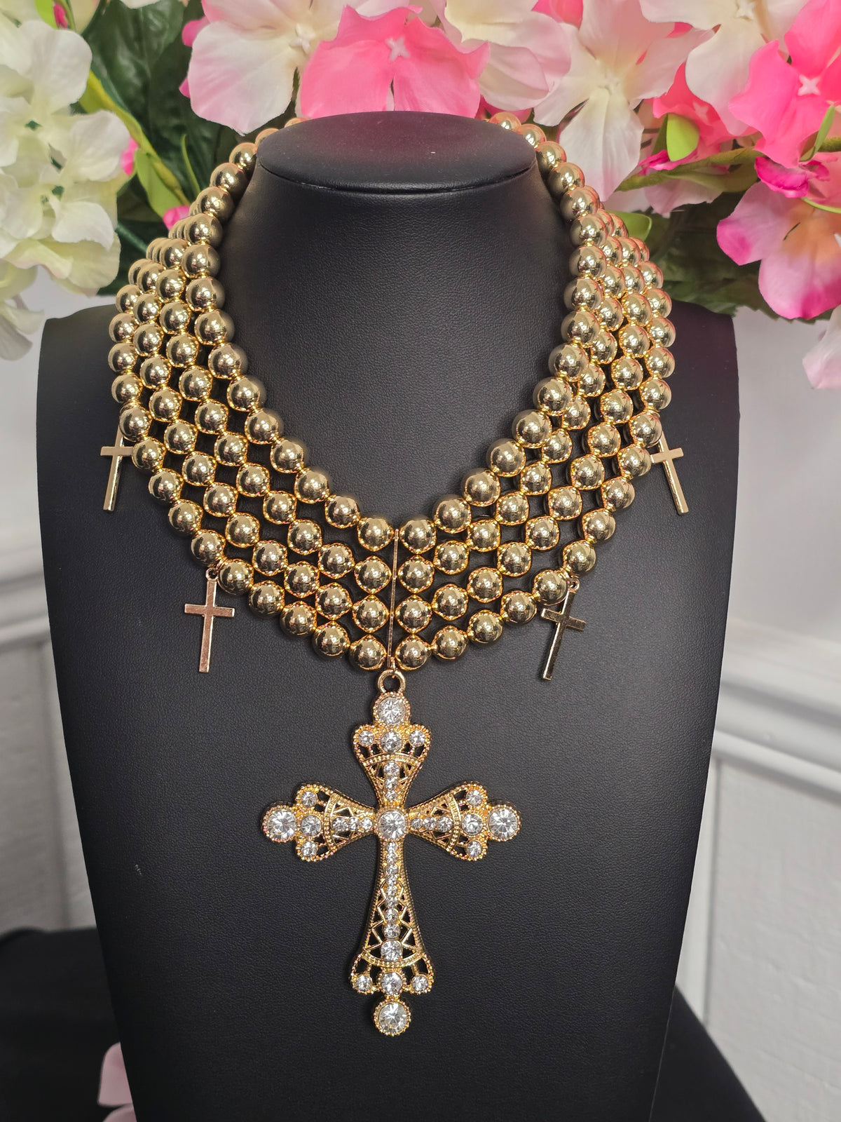 Chunky Statement Piece Clavicle Necklaces with Cross Pendants