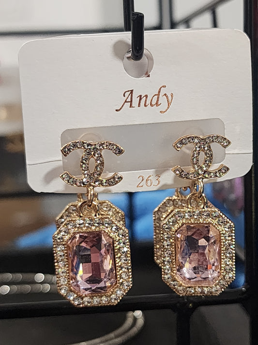 Gold or Silver Rhinestone Earrings