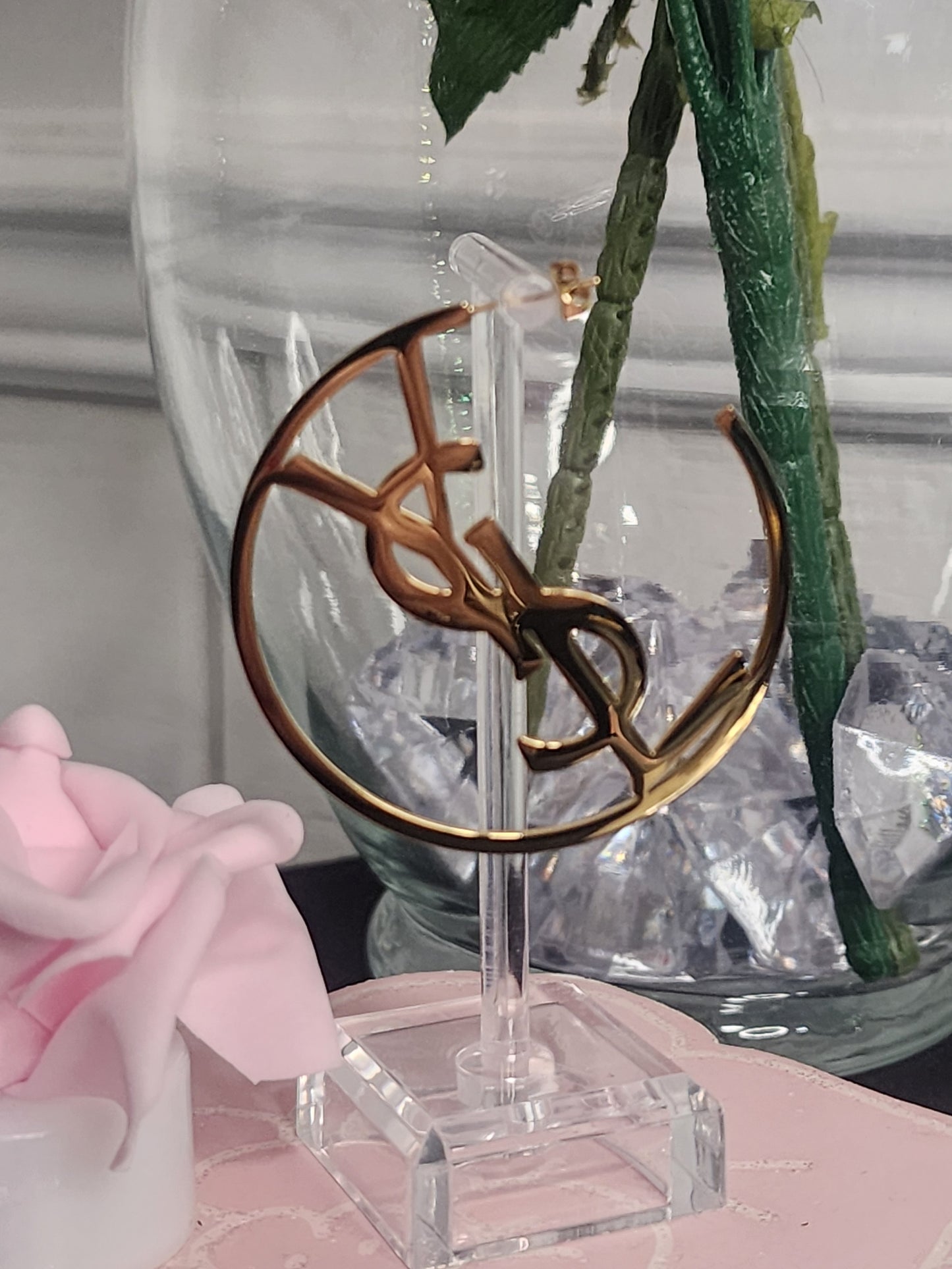 Stainless Steel Hoop Fashion Earrings (Available in Gold or Silver) (ON SALE)