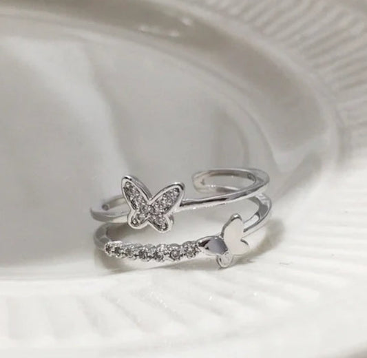 Silver Open Butterfly Ring
