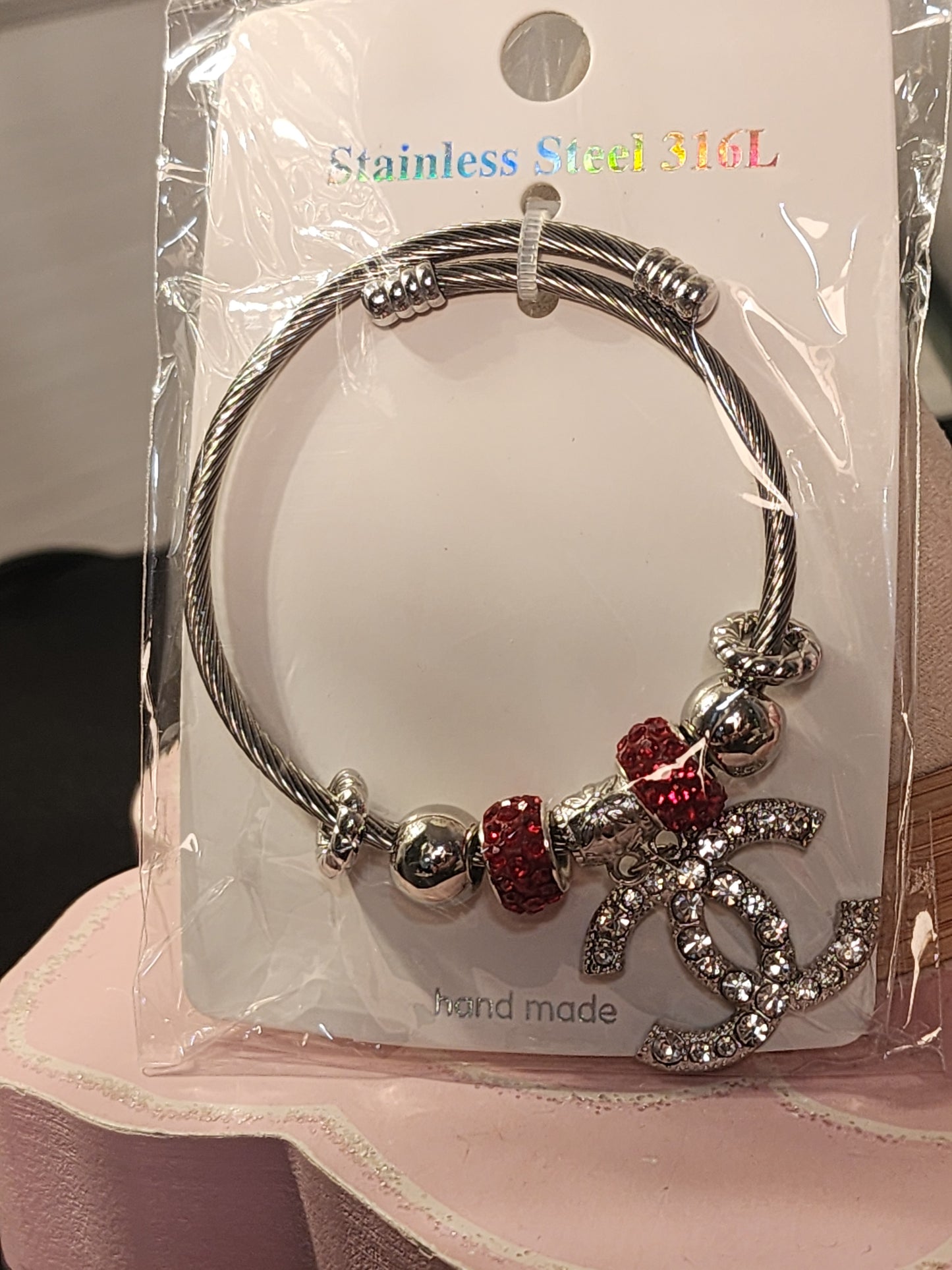Silver Stainless Steel Adjustable Charm Bracelets