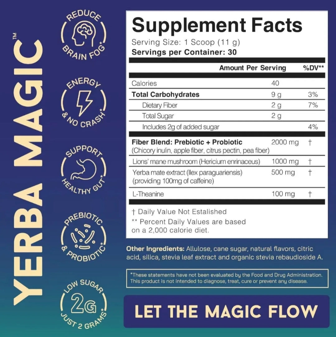 Yerba Magic Tea Powder (Peach Mango-30 Servings)