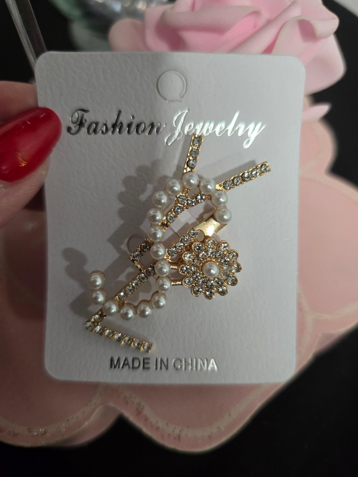 Gold or Silver Rhinestone Brooches (Handmade)