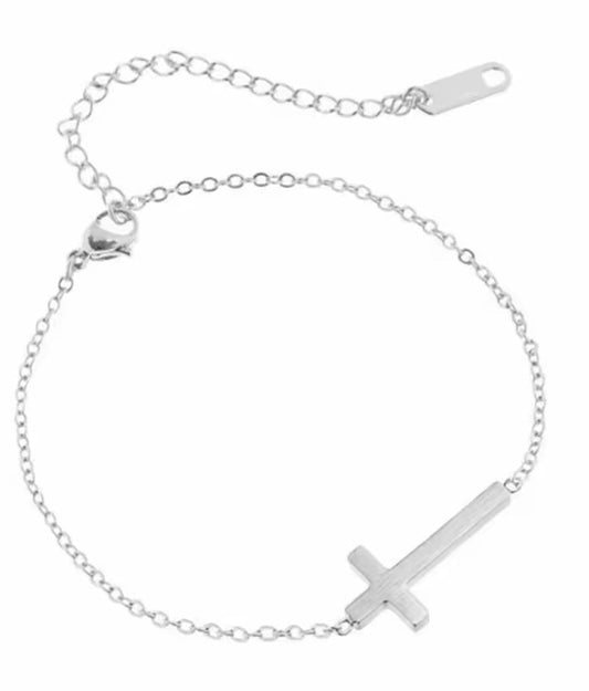 Silver Stainless Steel Cross Bracelets