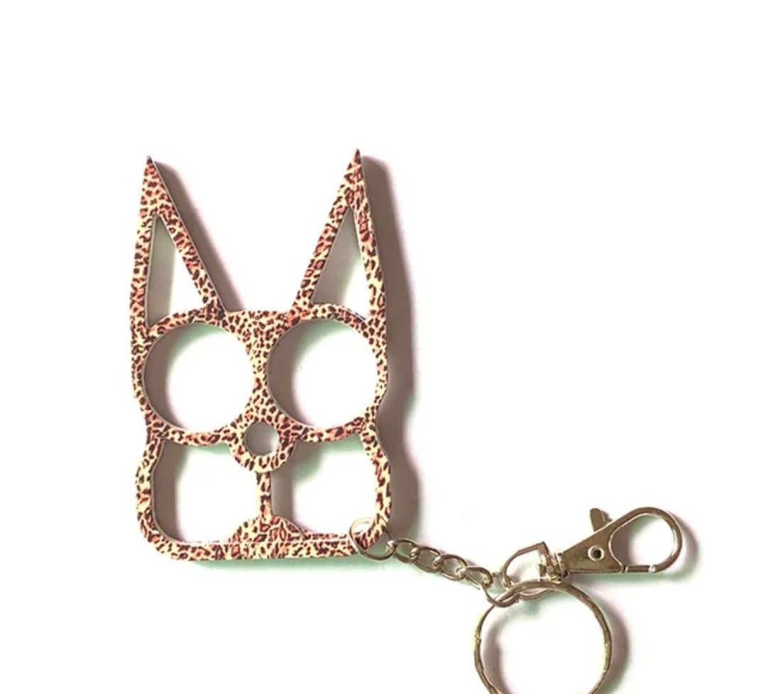 Safety Cat Keychains (Available in Blue, Black, Gold, Pink, Purple, LEOPARD Print, with or without Rhinestones
