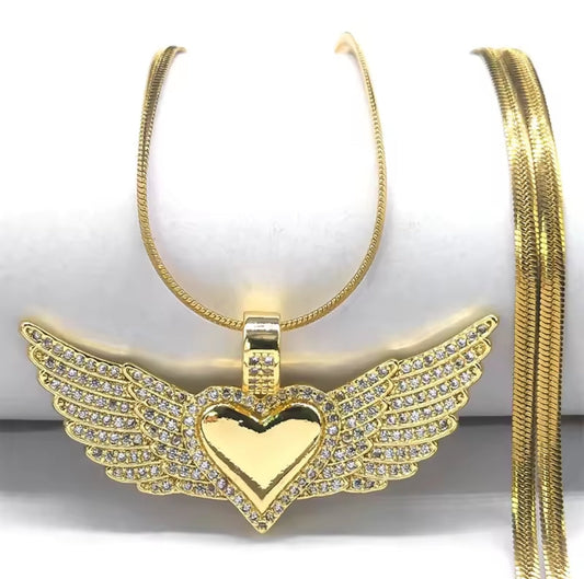 Gold or Silver Angel Wing Stainless Steel Necklaces