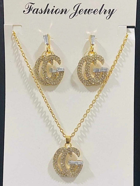 Gold or Silver Necklace with Earrings Sets