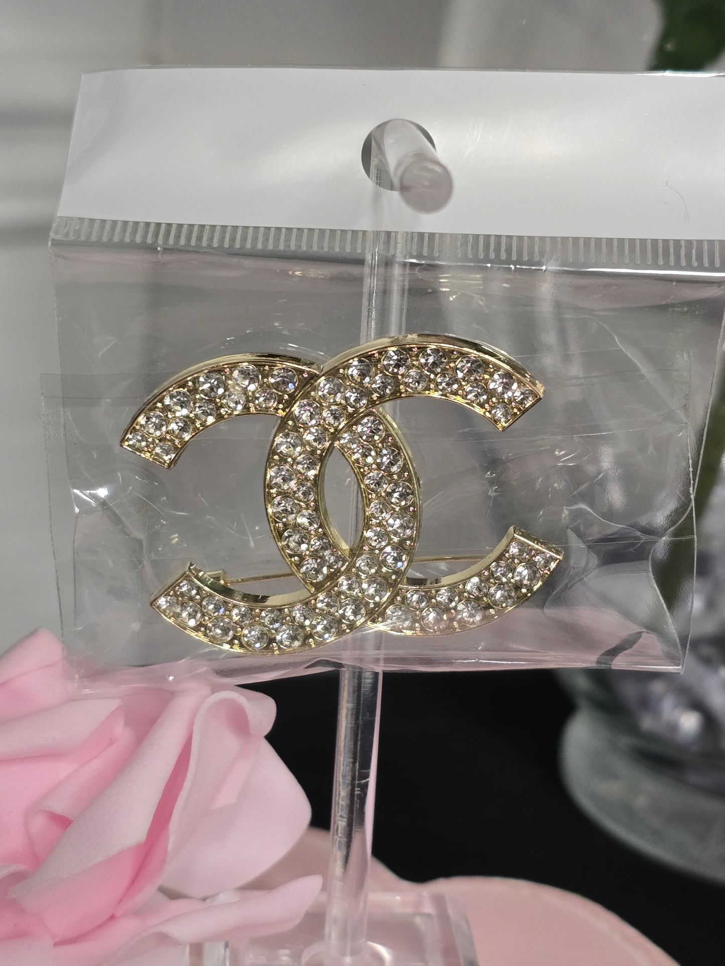 Gold or Silver Rhinestone Brooches (Handmade)