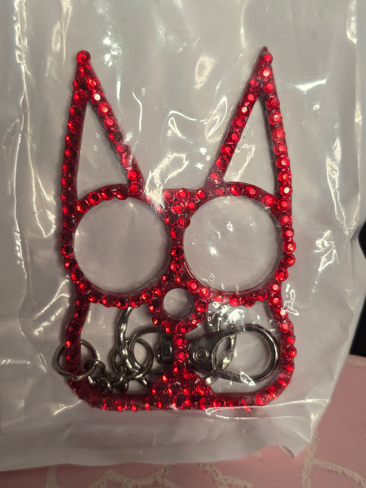 Safety Cat Keychains (Available in Blue, Black, Gold, Pink, Purple, LEOPARD Print, with or without Rhinestones