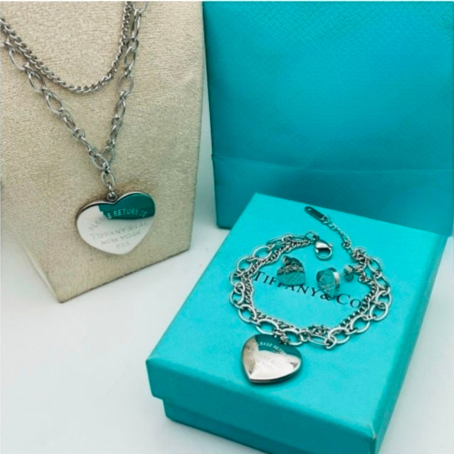 NEW Gold or Silver Stainless Steel Necklace with Earrings Sets