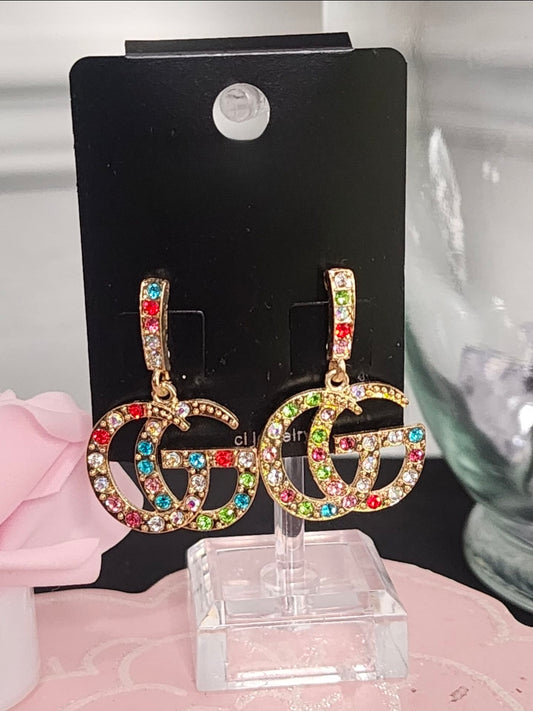 Gold Multi Colored Earrings