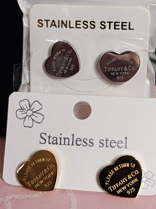 Gold and Silver Heart Stainless Steel Heart Earrings