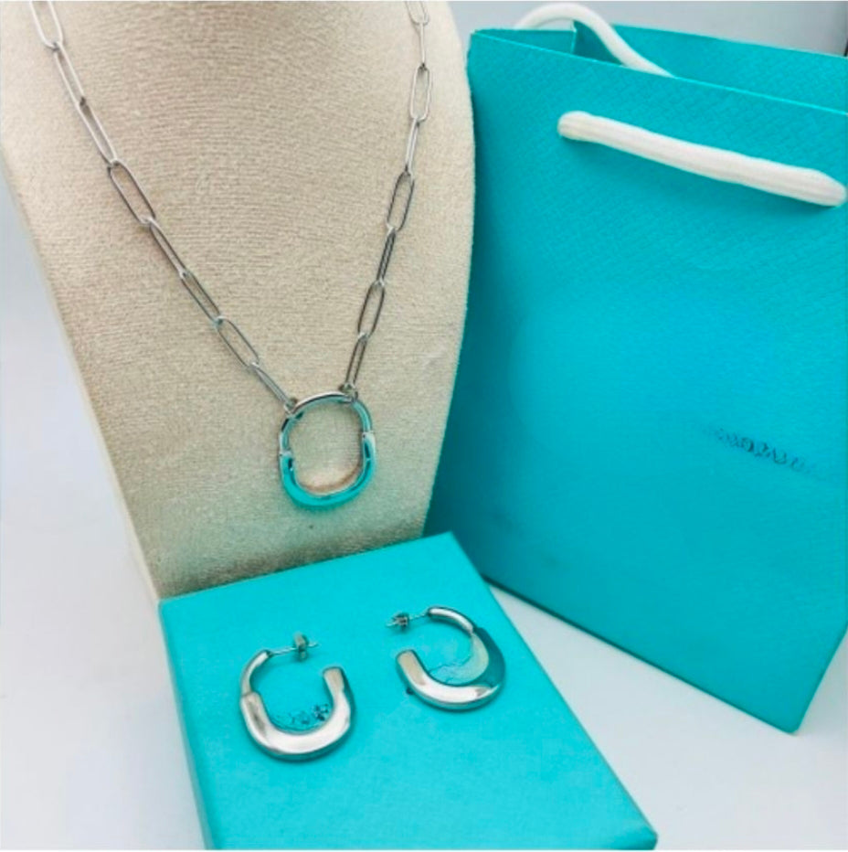 NEW Gold or Silver Stainless Steel Necklace with Earrings Sets