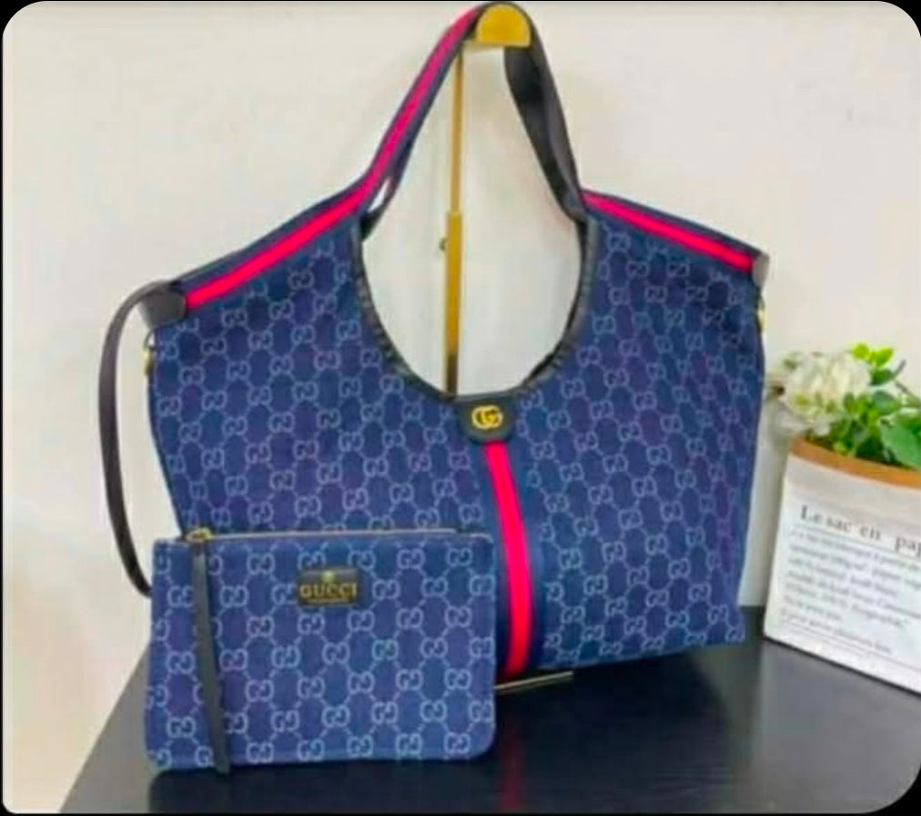 BACK IN STOCK Xtra Large Denim Giglio Style Handbag with Pouch (ON SALE)