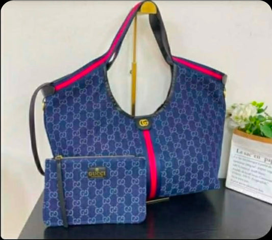 BACK IN STOCK Xtra Large Denim Giglio Style Handbag with Pouch (ON SALE)